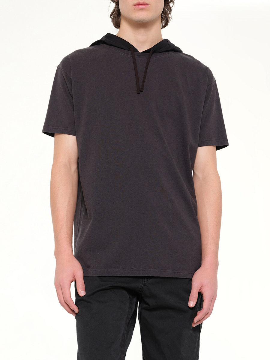 Hooded T-Shirt in Washed Black