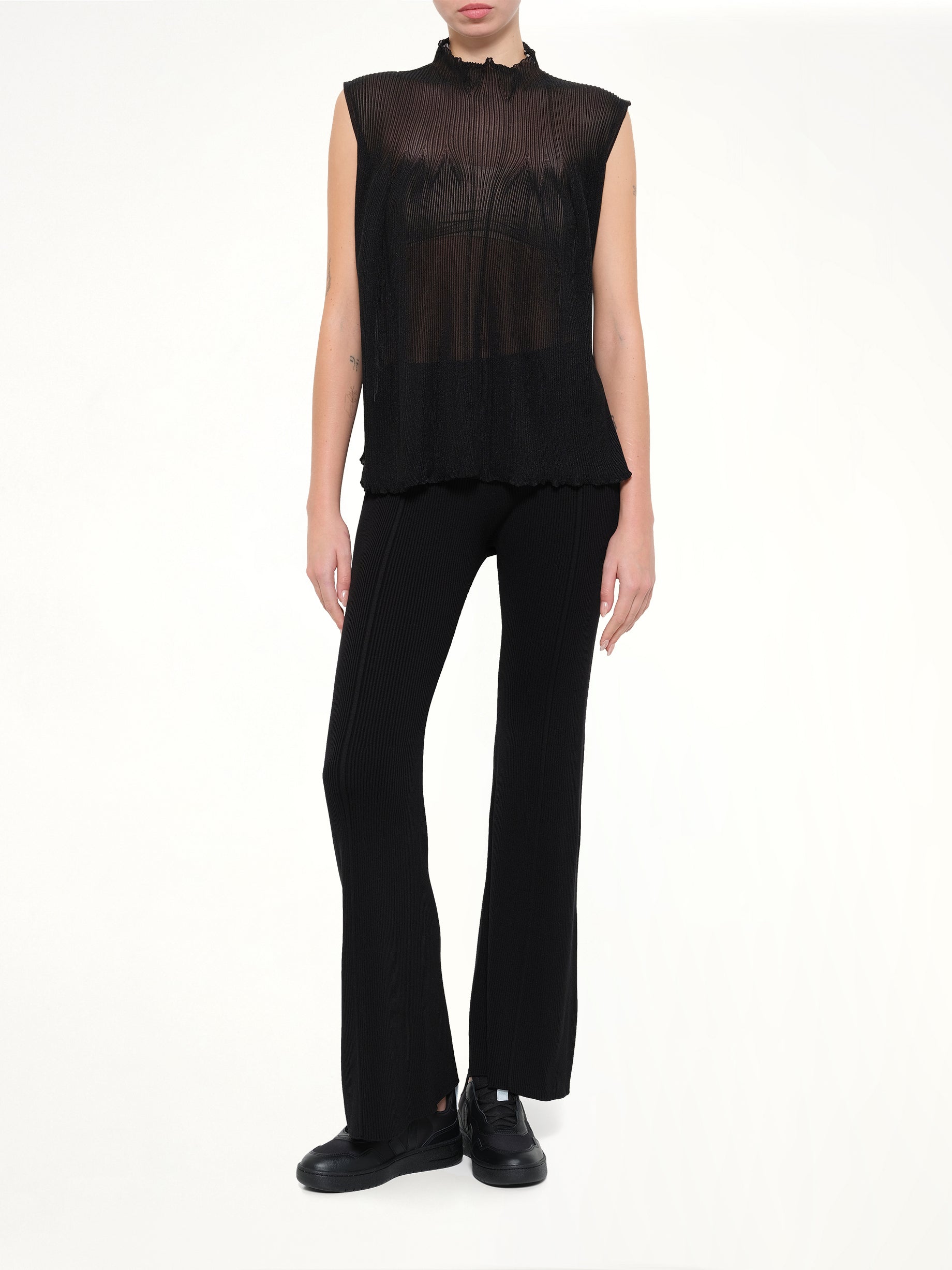 CFCL - Hypha Lucent Glitter Sleeveless Bust Flare Top Black — MARAIS