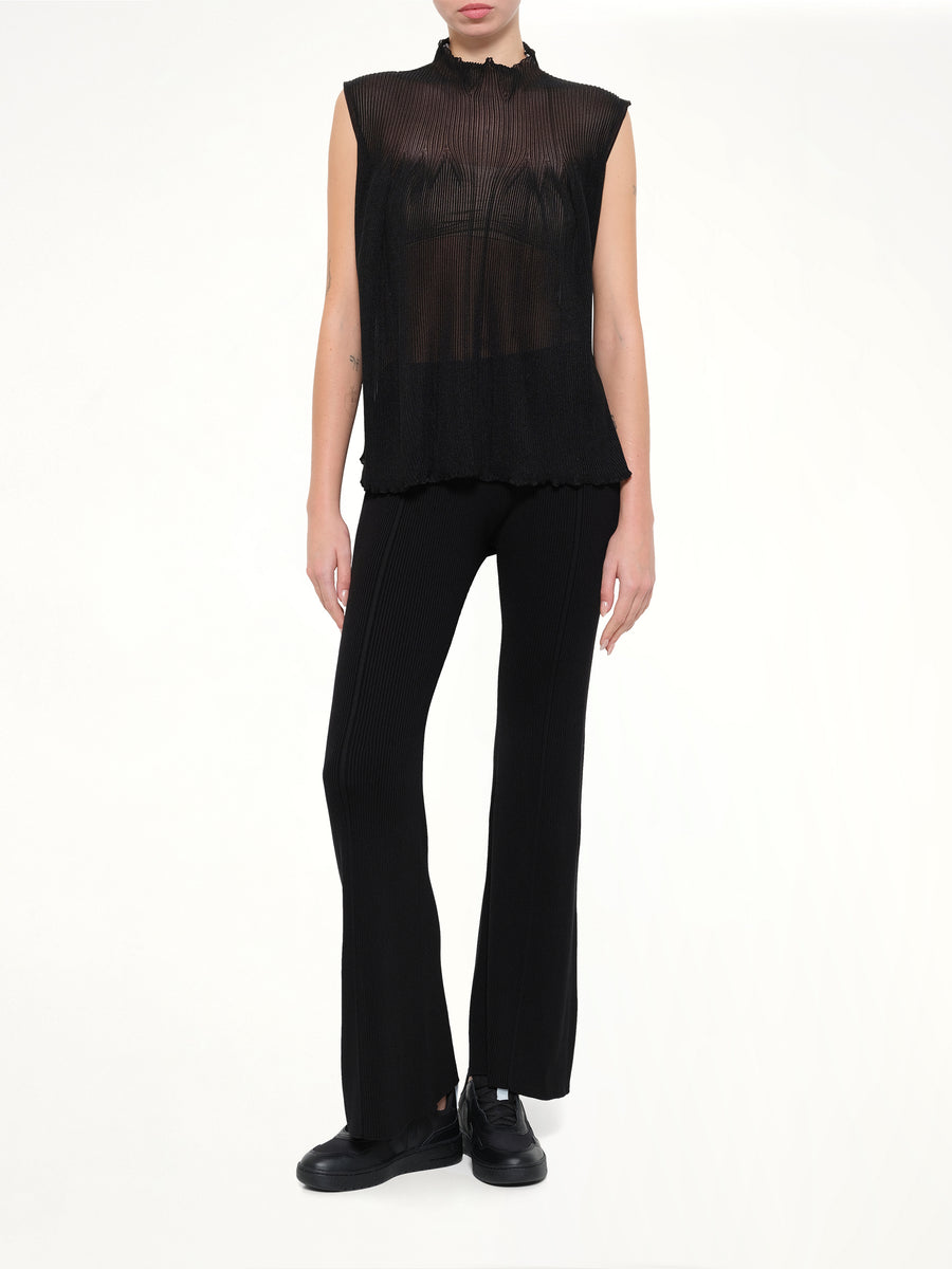 Hypha Lucent Glitter Sleeveless Bust Flare Top in Black