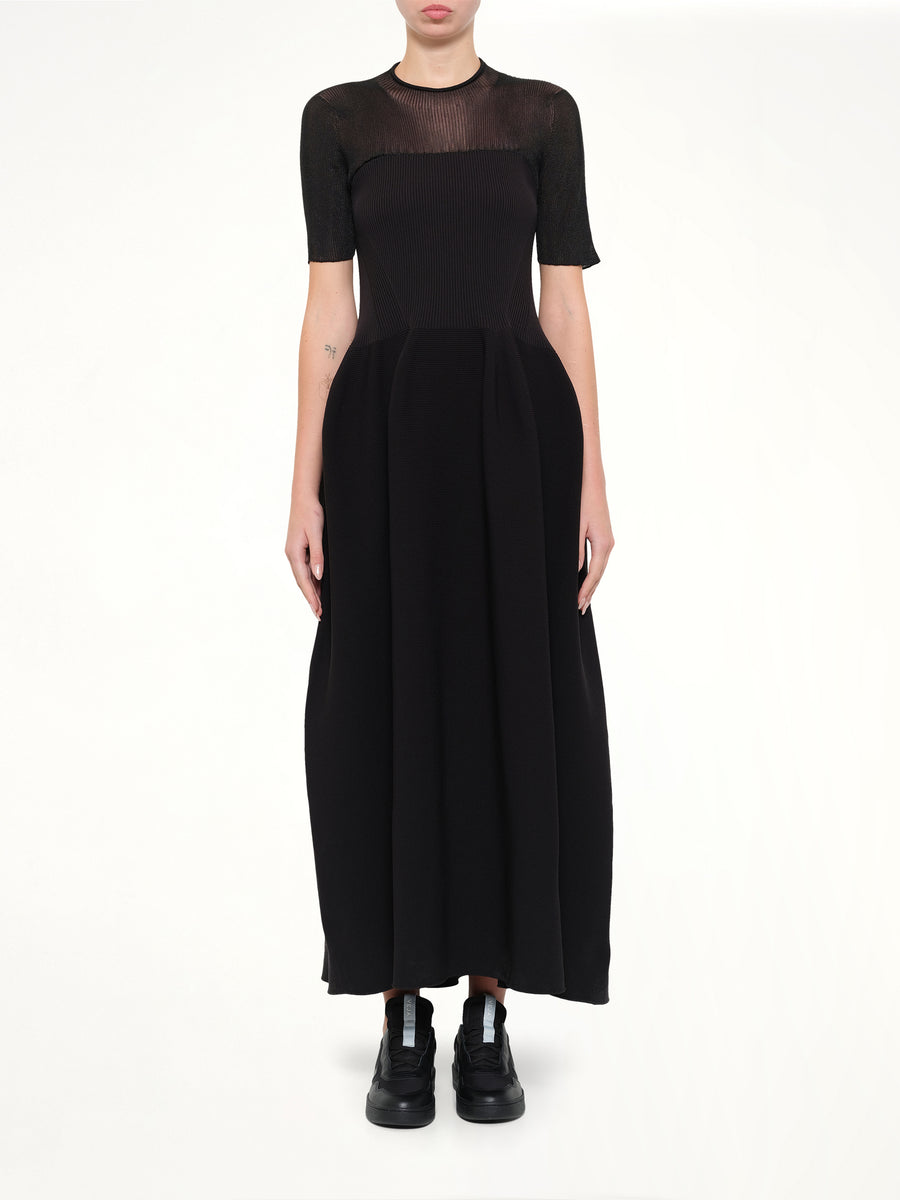 Pottery Lucent Decolletage Short Sleeve Dress in Black