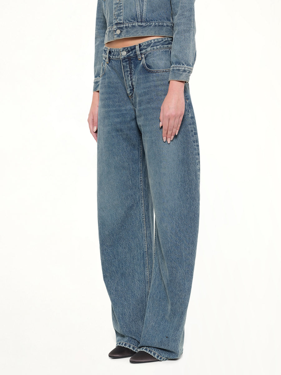 Round Denim Pants in Handsand Wash