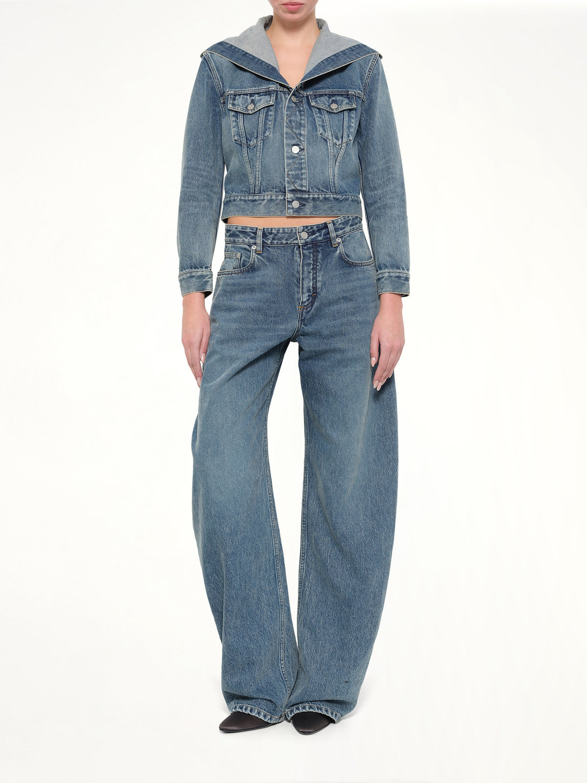 Round Denim Pants in Handsand Wash
