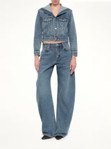 Round Denim Pants in Handsand Wash