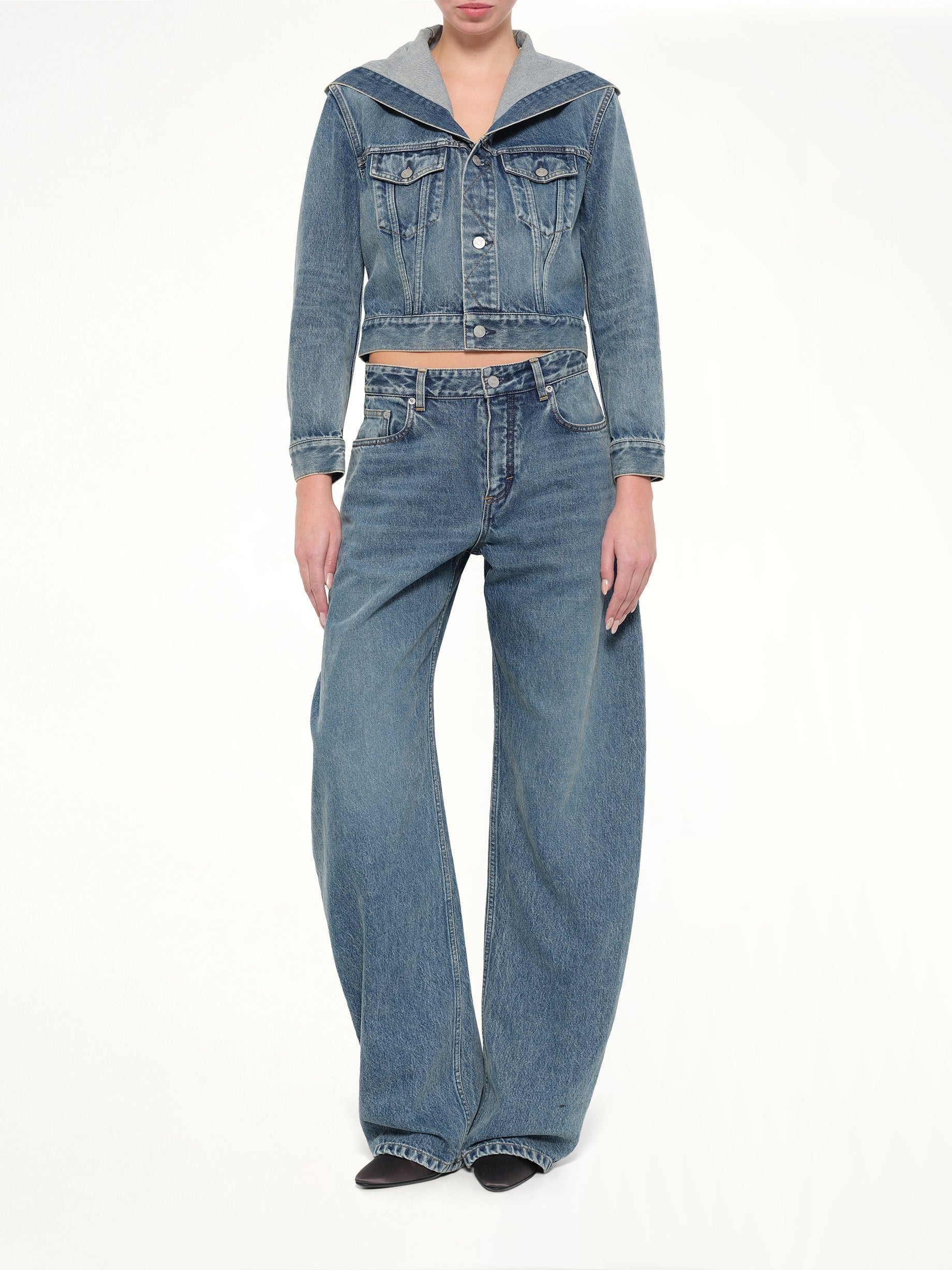 Round Denim Pants in Handsand Wash