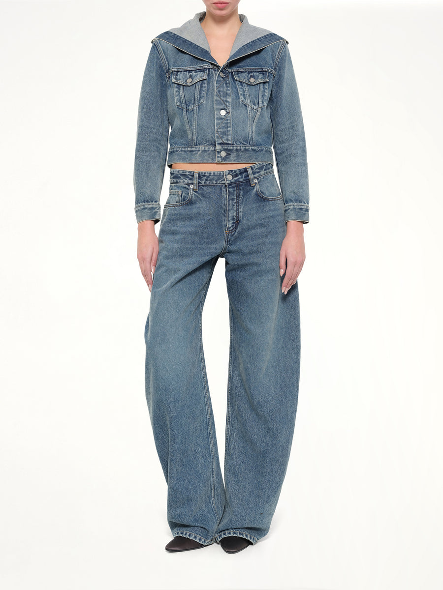 Round Denim Pants in Handsand Wash