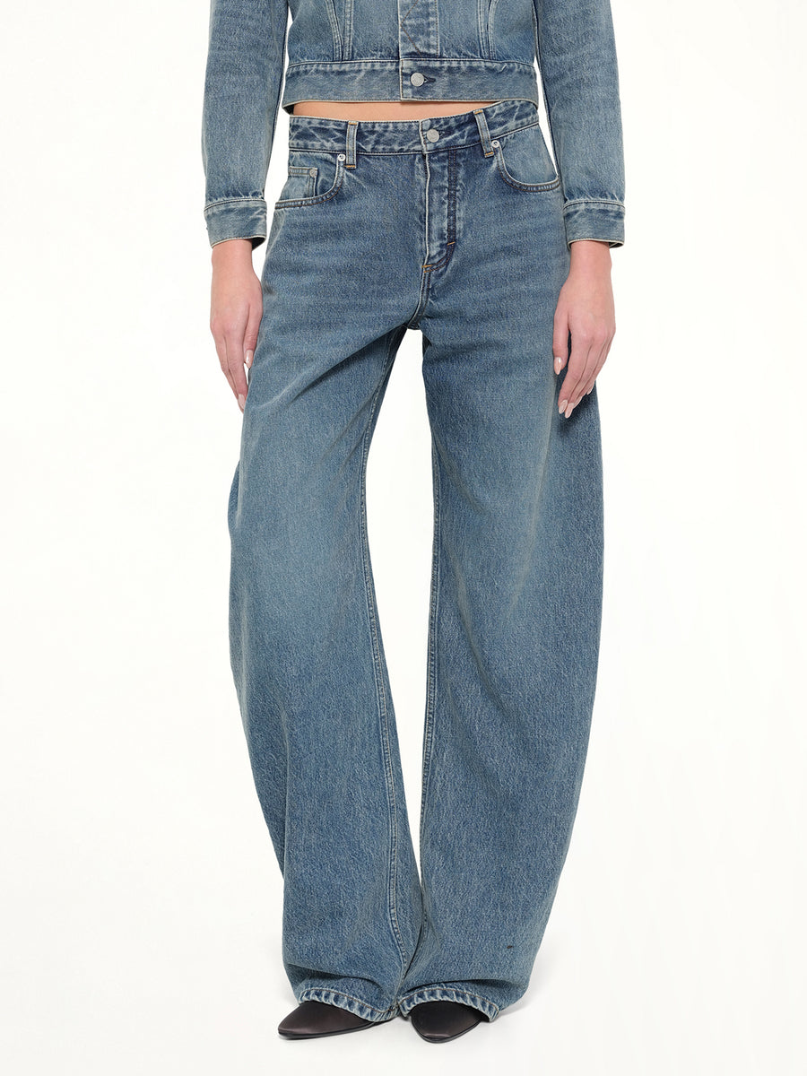 Round Denim Pants in Handsand Wash