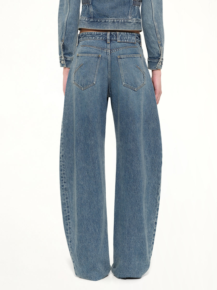 Round Denim Pants in Handsand Wash