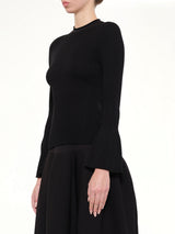 Soft Portrait Long Bell Sleeve Top in Black