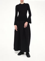 Soft Portrait Long Bell Sleeve Top in Black