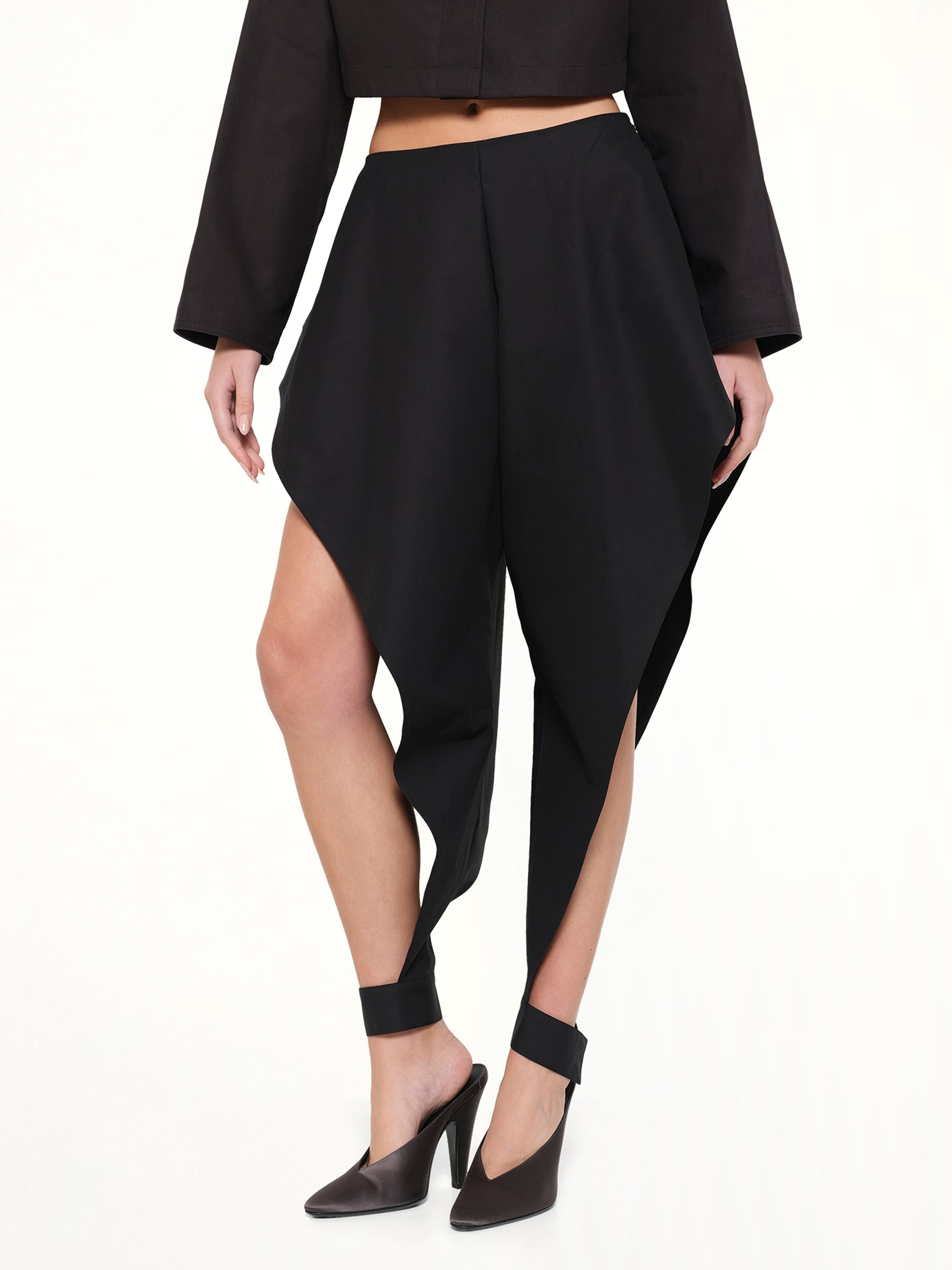 Tailored Viscose Triangle Pants in Black