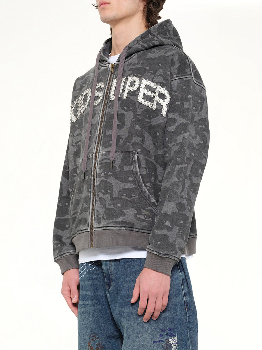 Face Camo Hoodie in Black