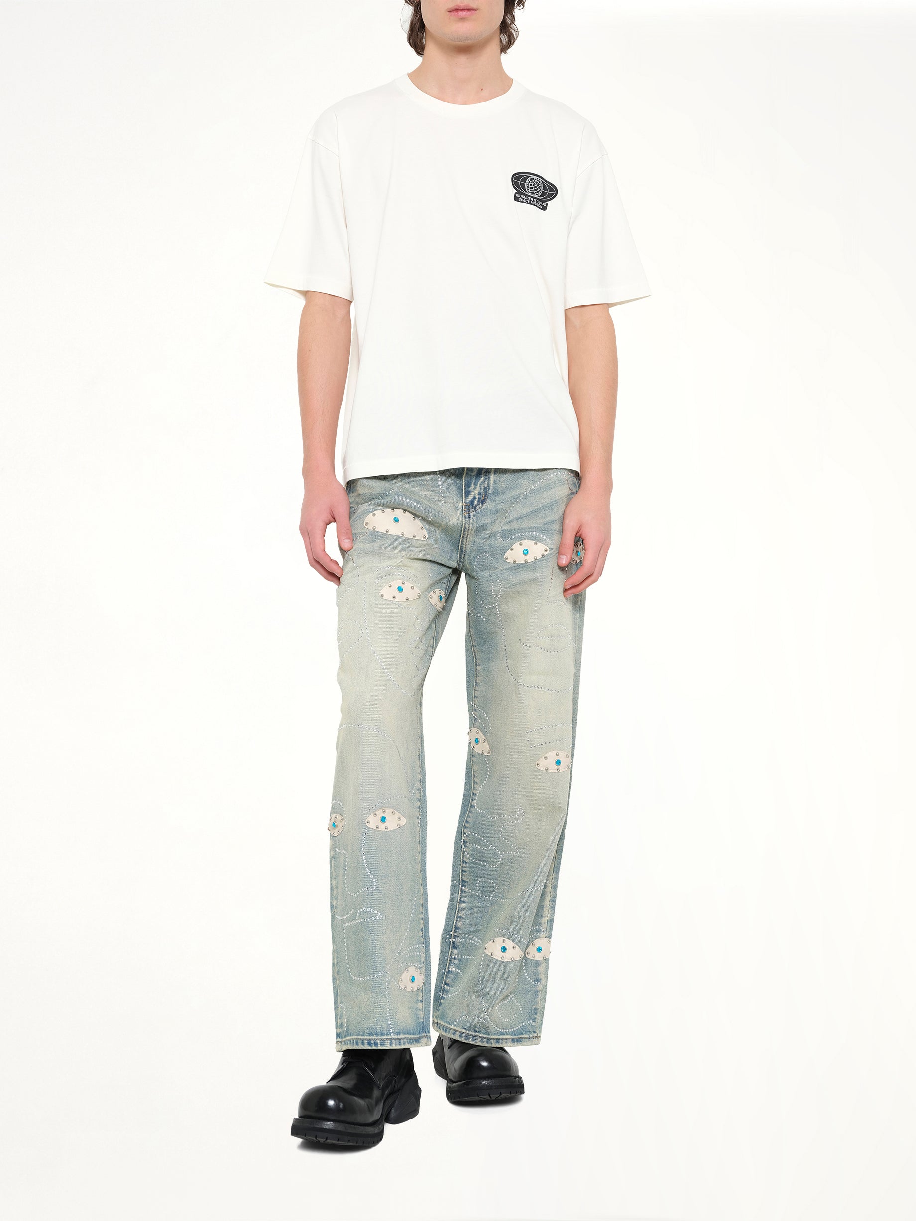 KIDSUPER Globe Space Program T-Shirt in White Full Reference from MARAIS