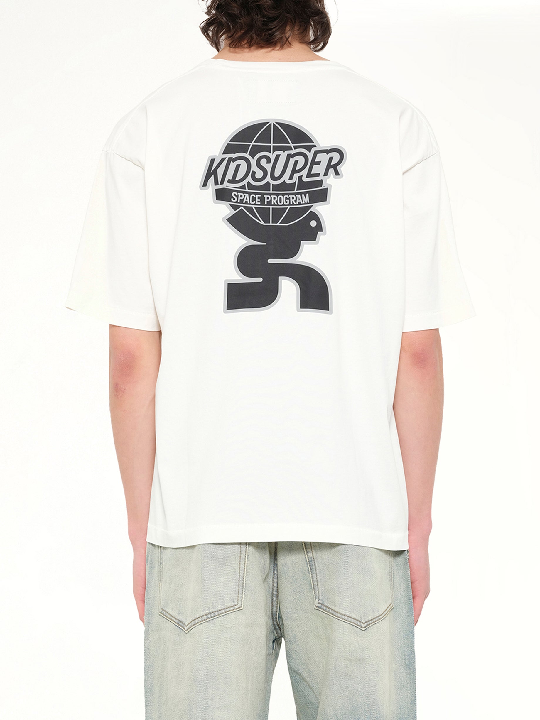 KIDSUPER Globe Space Program T-Shirt in White Back View from MARAIS