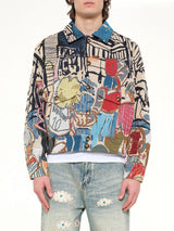 Jaquarded Pocket Detail Jacket in Multicolour