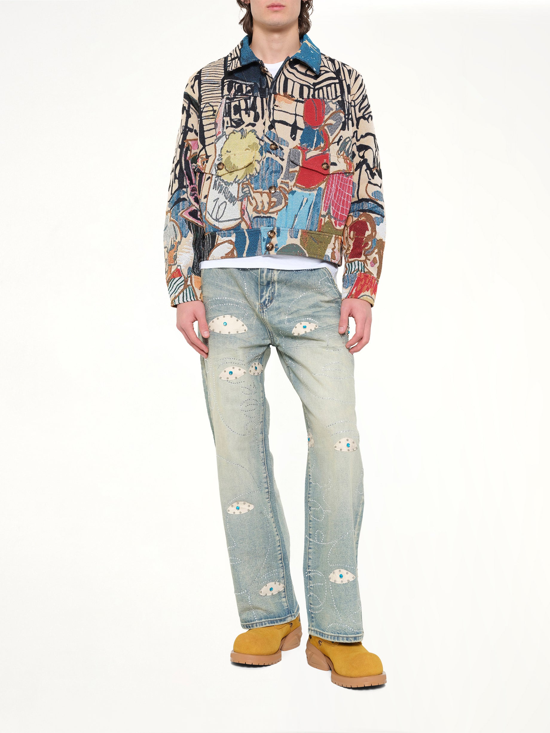 KIDSUPER Jaquarded Pocket Detail Jacket in Multicolour Full Reference from MARAIS