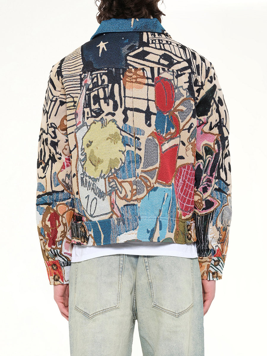 Jaquarded Pocket Detail Jacket in Multicolour