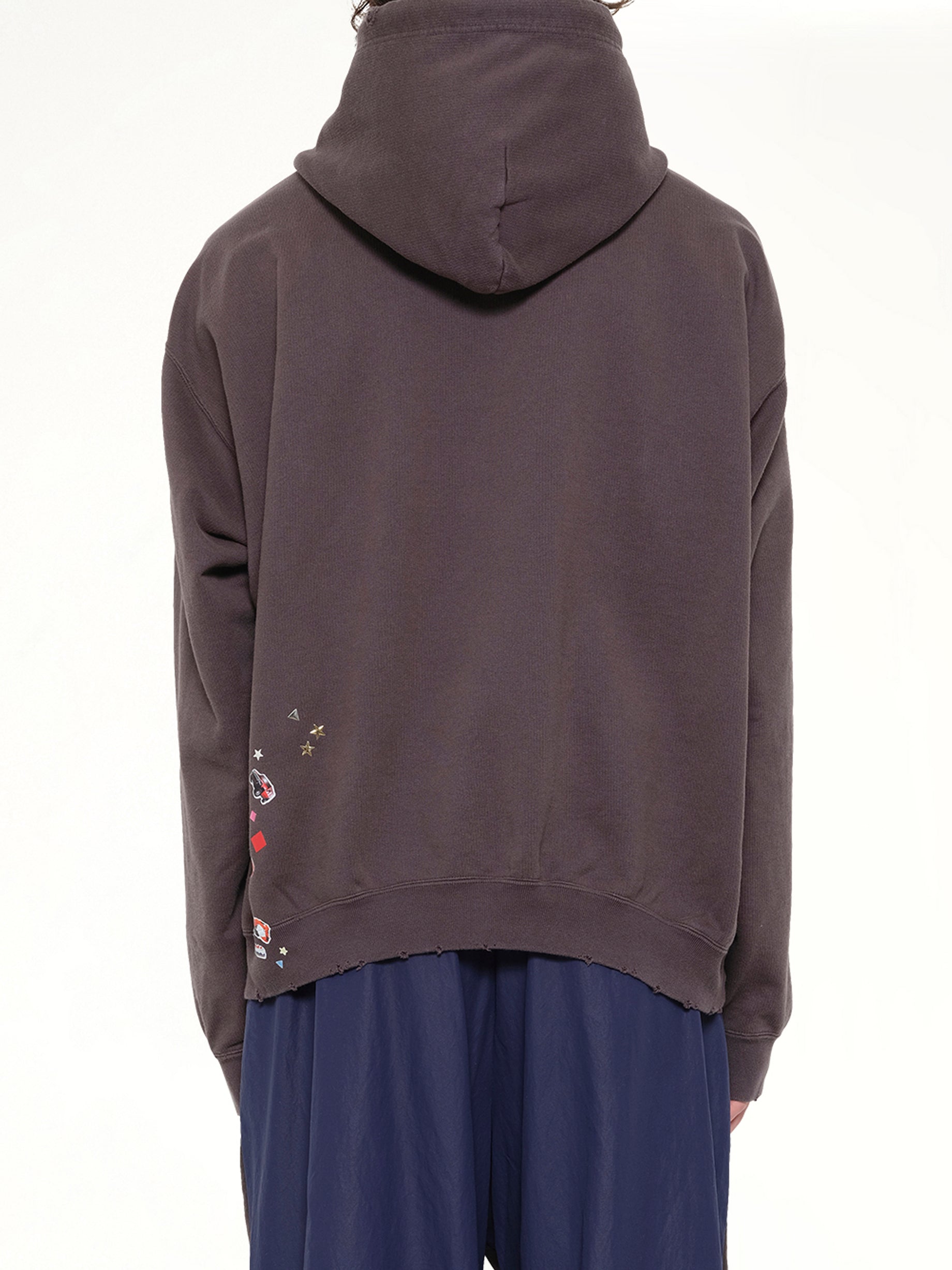 MAISON MIHARA YASUHIRO Kids Sticker Hoodie in Black Back View from MARAIS
