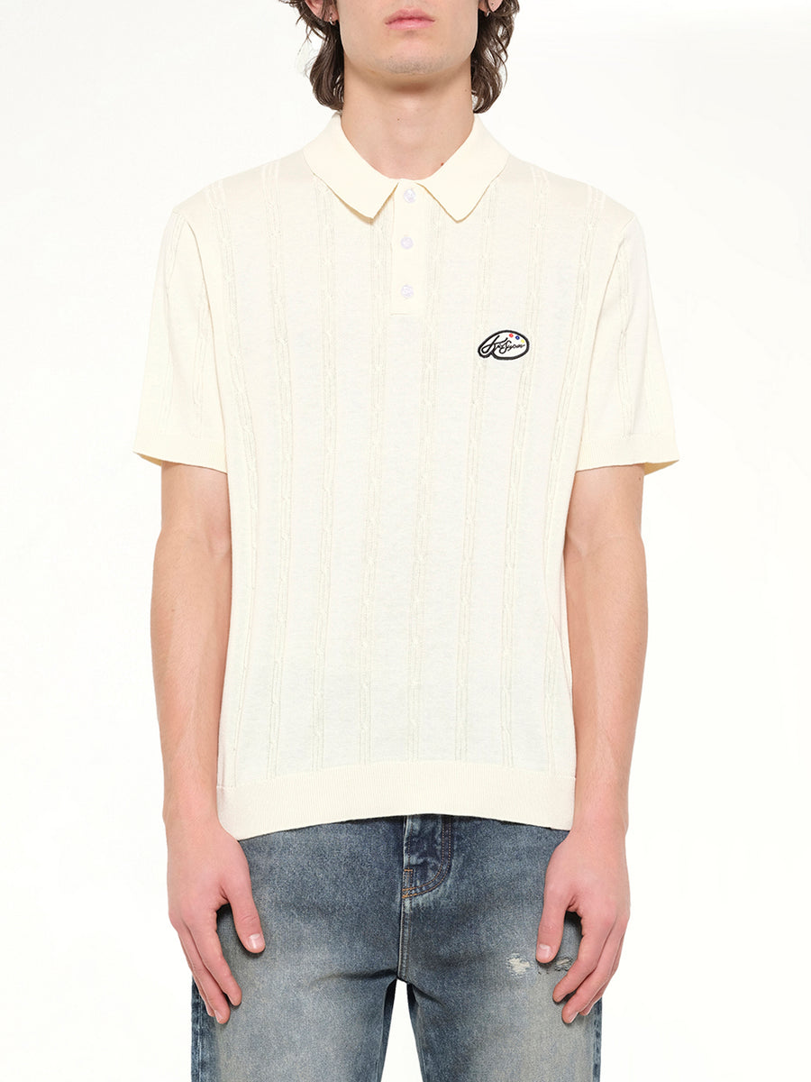 Painters Logo Knit Polo in Cream