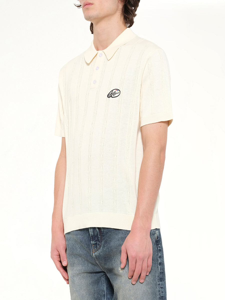 Painters Logo Knit Polo in Cream