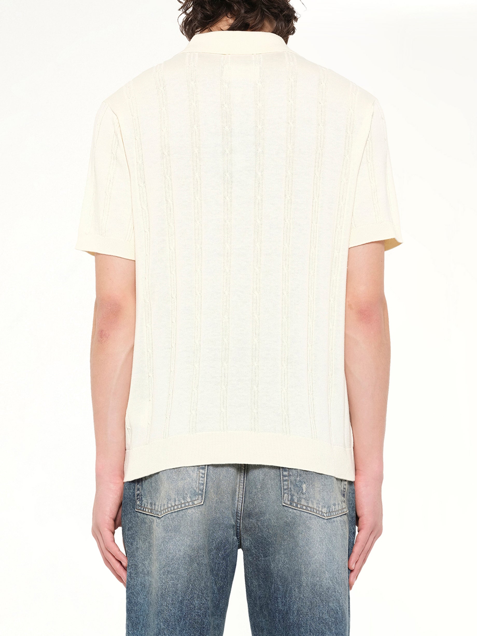 KIDSUPER Painters Logo Knit Polo in Cream Back View from MARAIS
