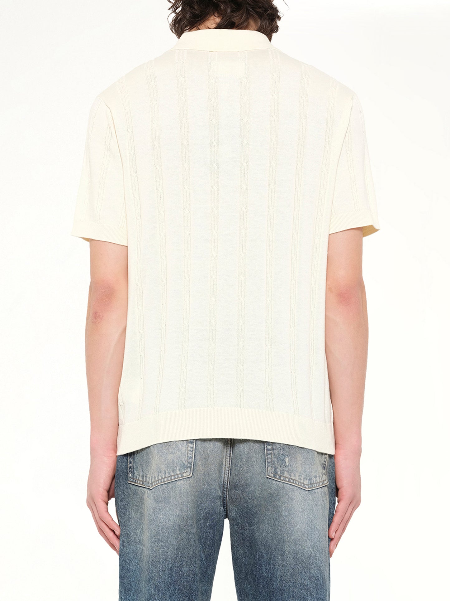 Painters Logo Knit Polo in Cream