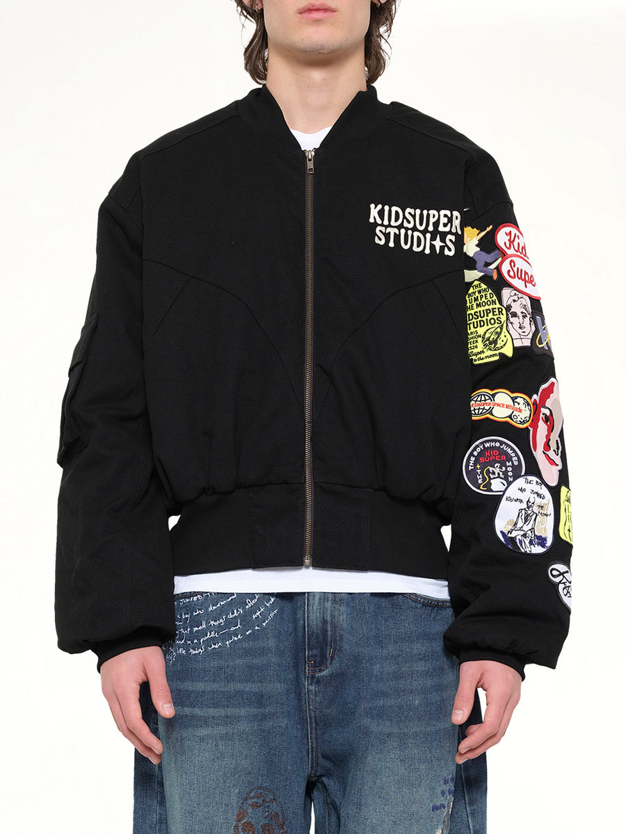 Patches Bomber Jacket in Black
