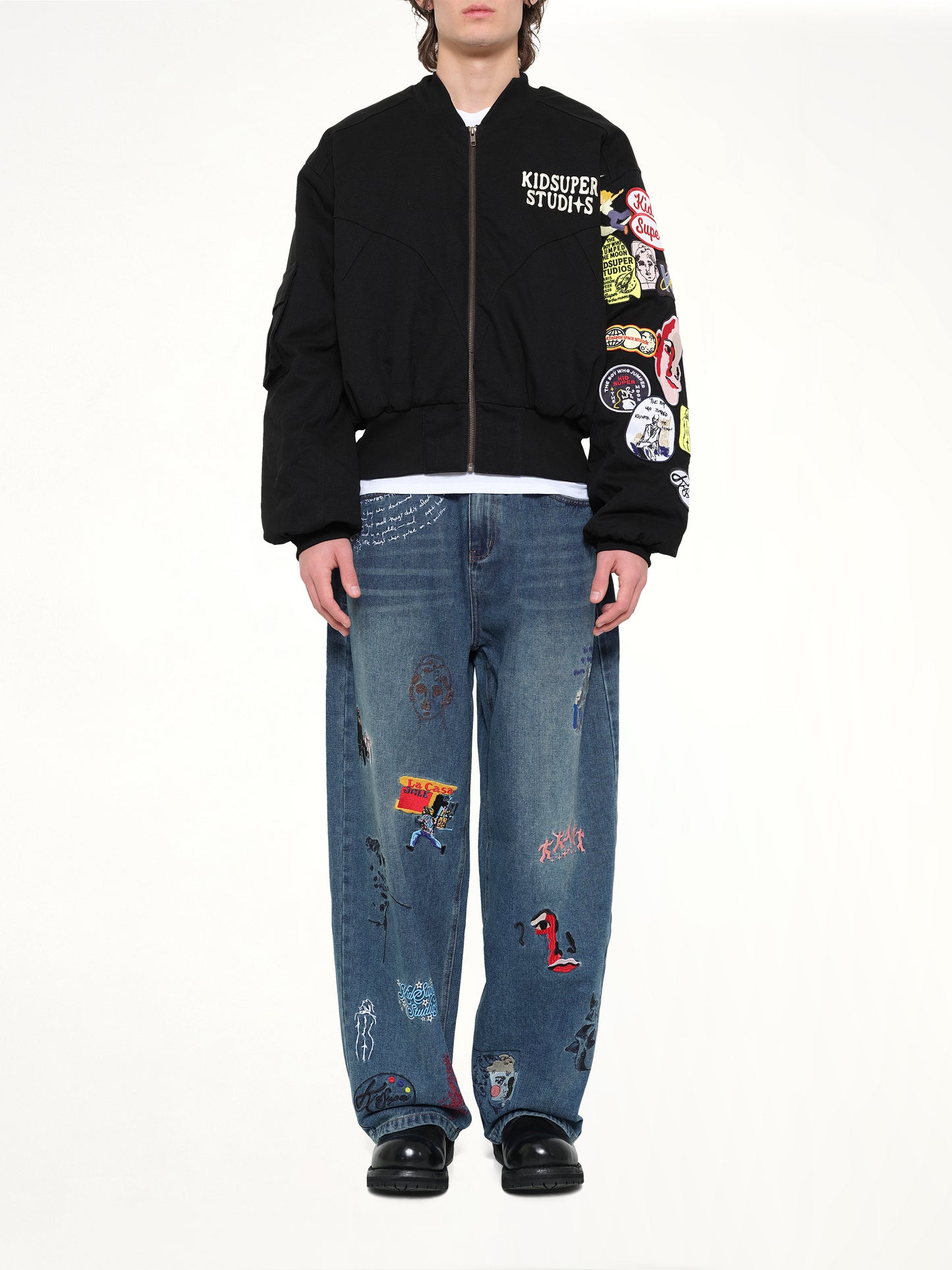 Patches Bomber Jacket in Black