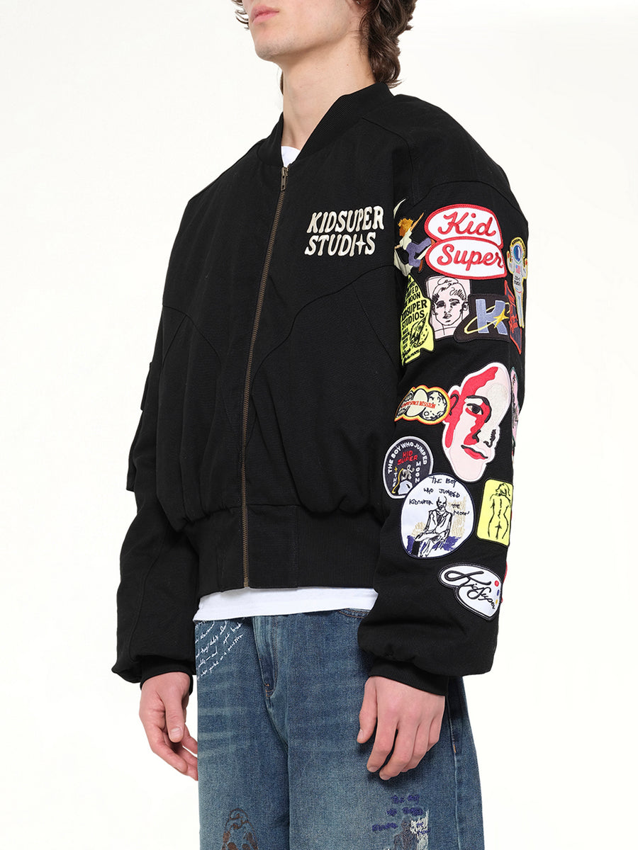 Patches Bomber Jacket in Black
