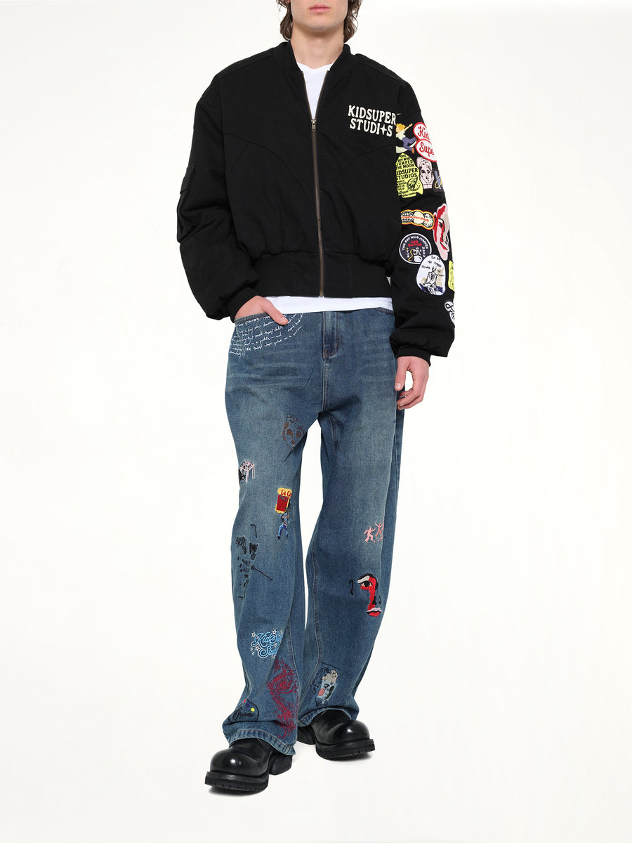 Patches Bomber Jacket in Black