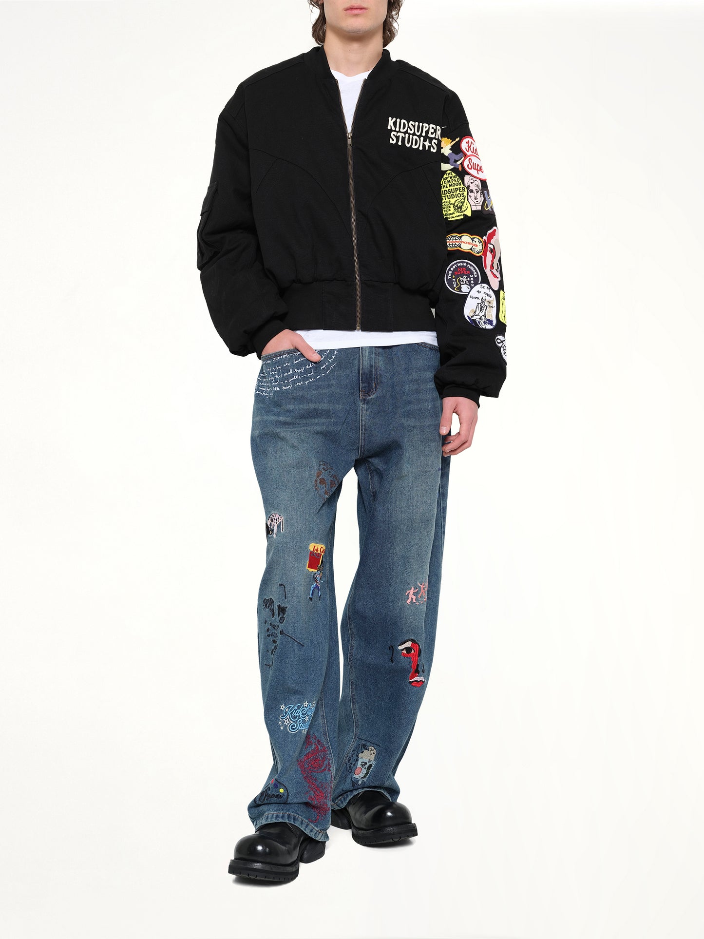 Patches Bomber Jacket in Black