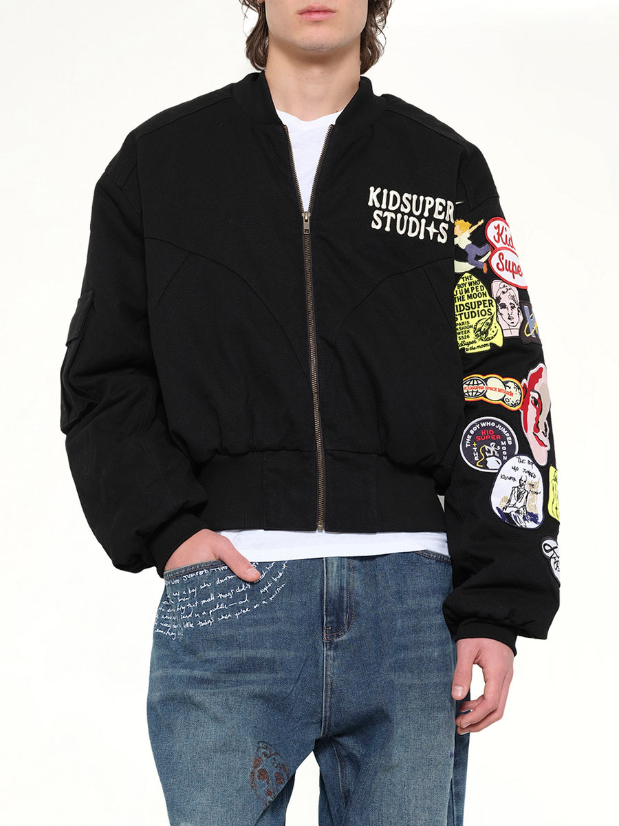 Patches Bomber Jacket in Black