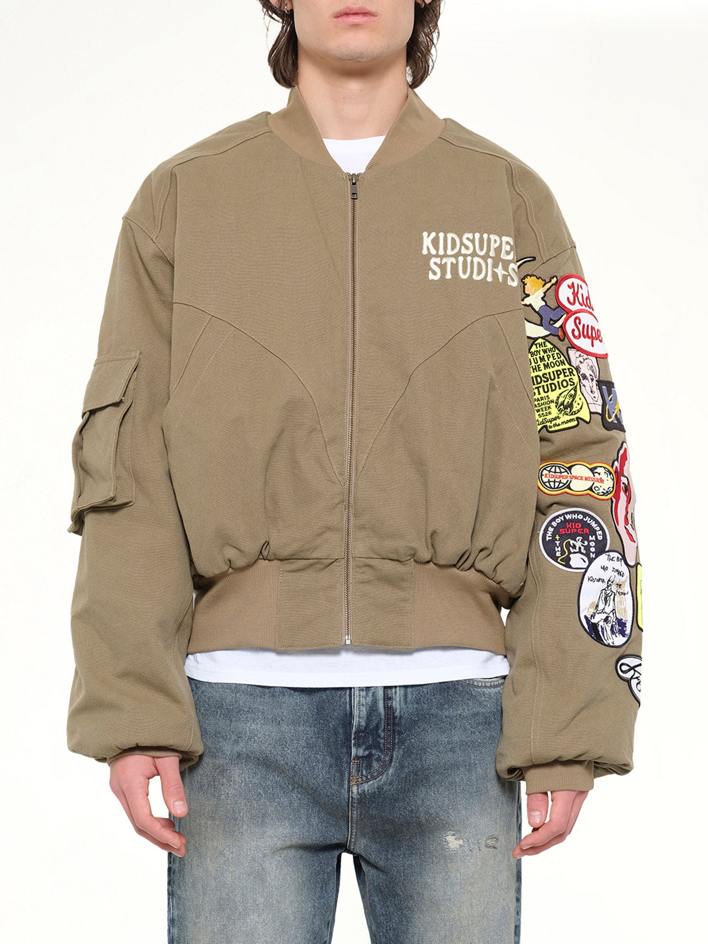 Patches Bomber Jacket in Green