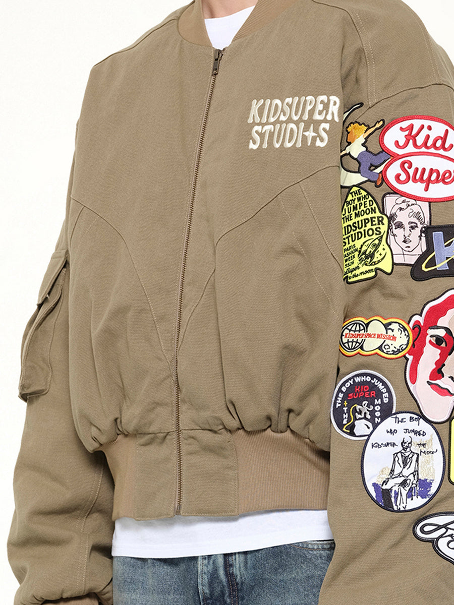 Patches Bomber Jacket in Green