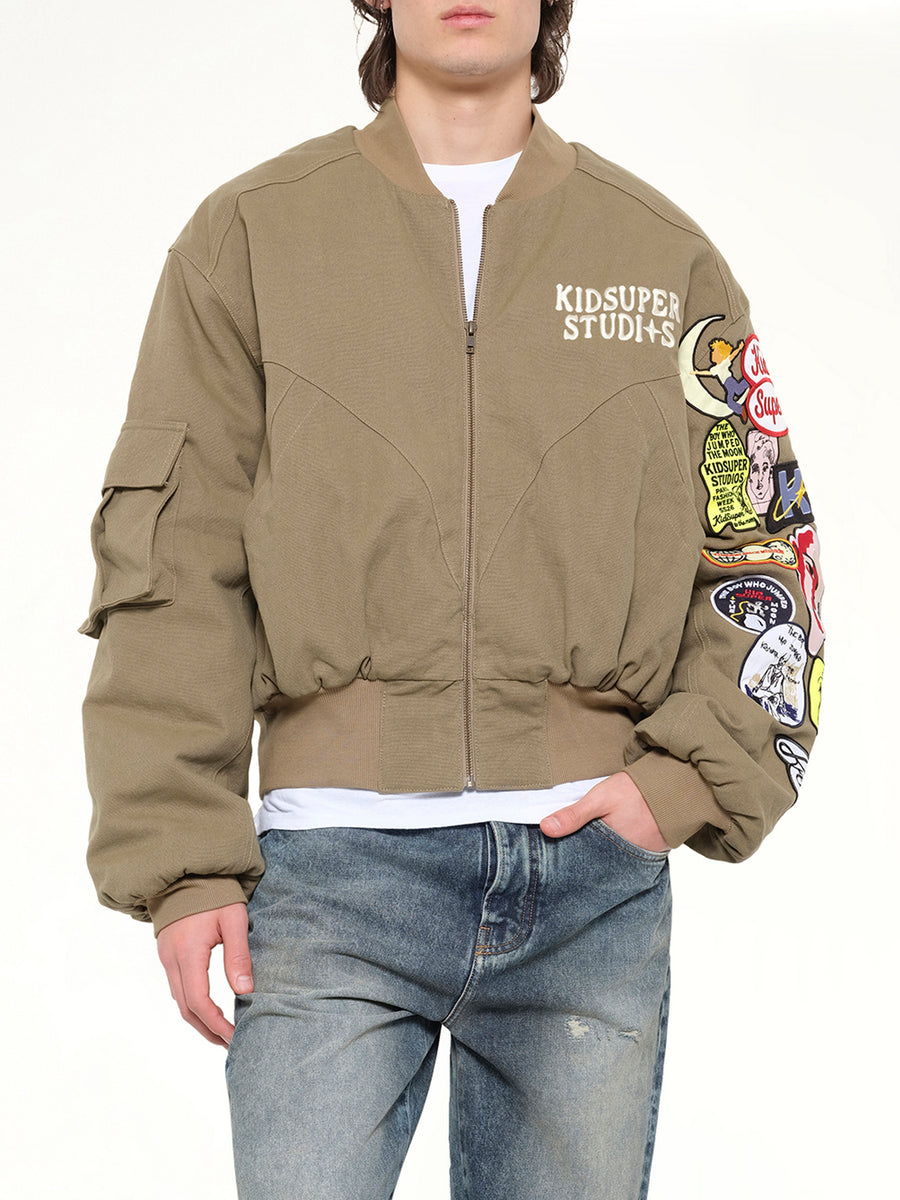 Patches Bomber Jacket in Green