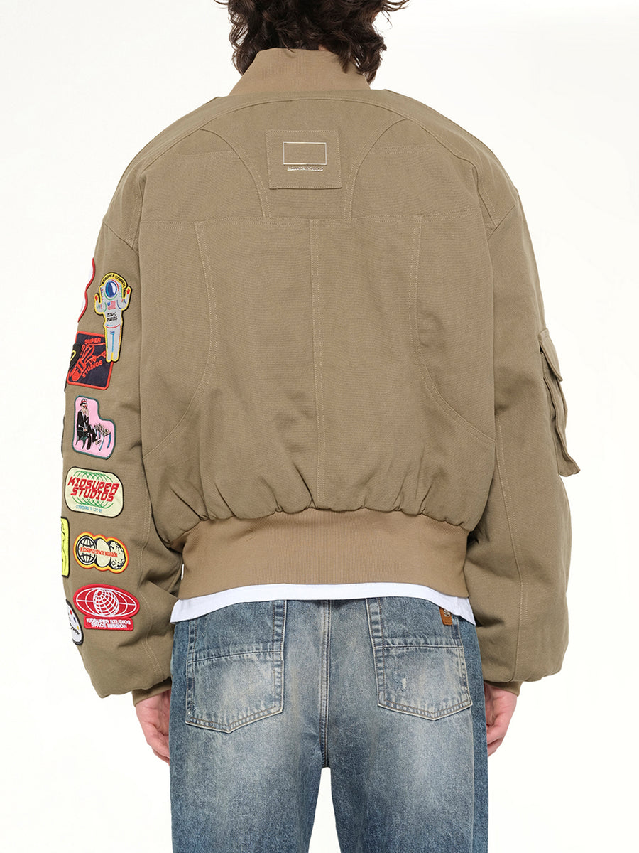 Patches Bomber Jacket in Green