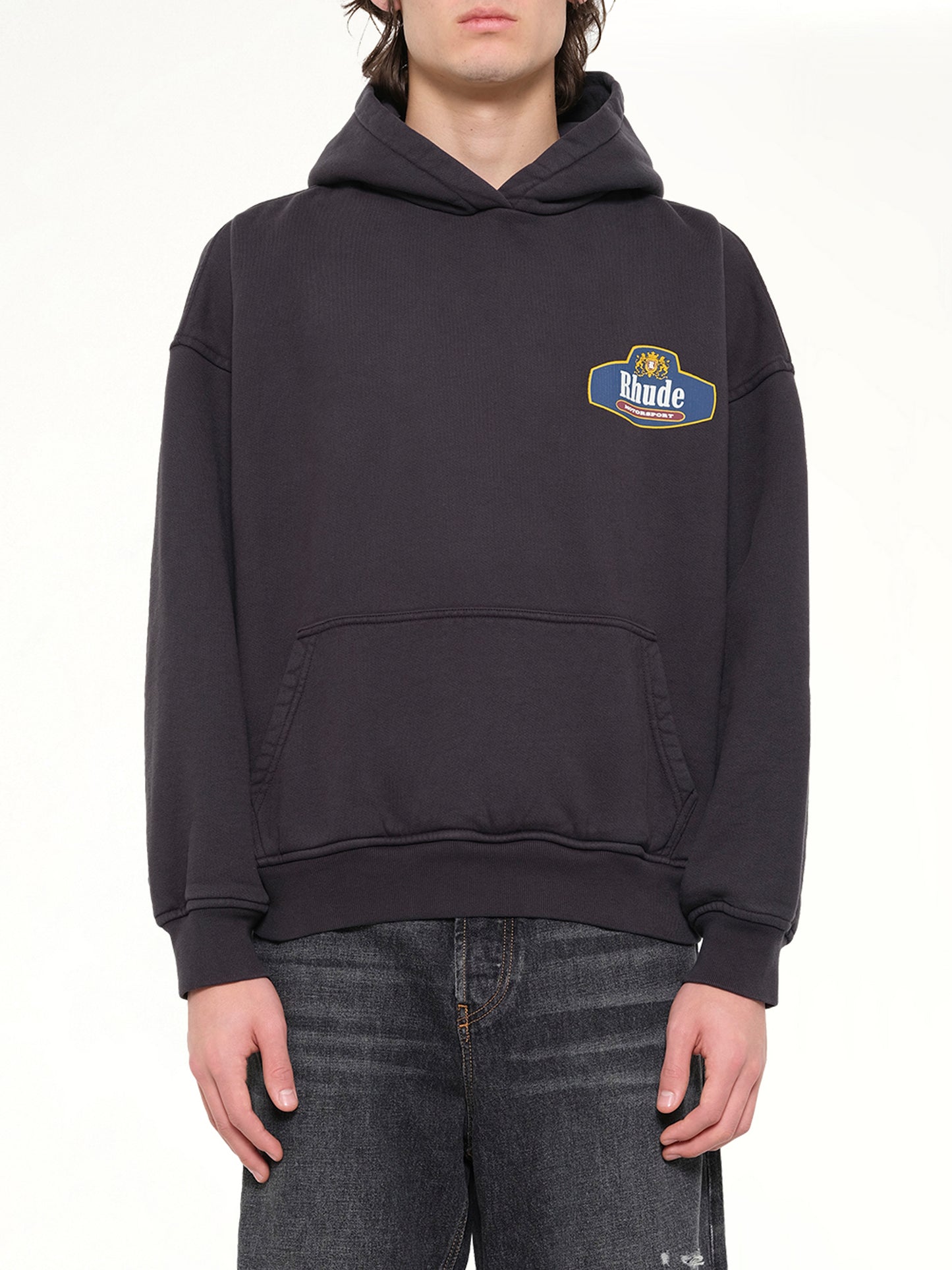 Racing Crest Hoodie in Vintage Black