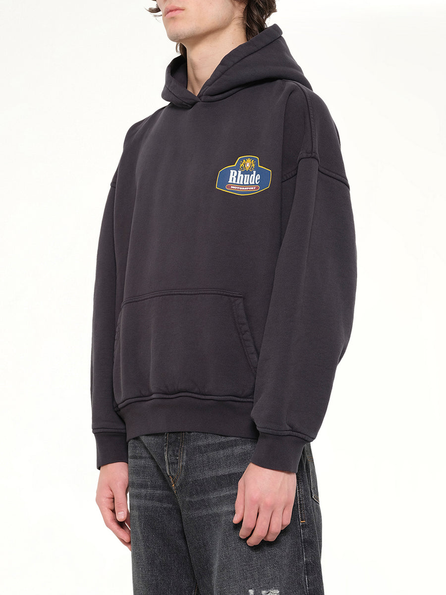 Racing Crest Hoodie in Vintage Black
