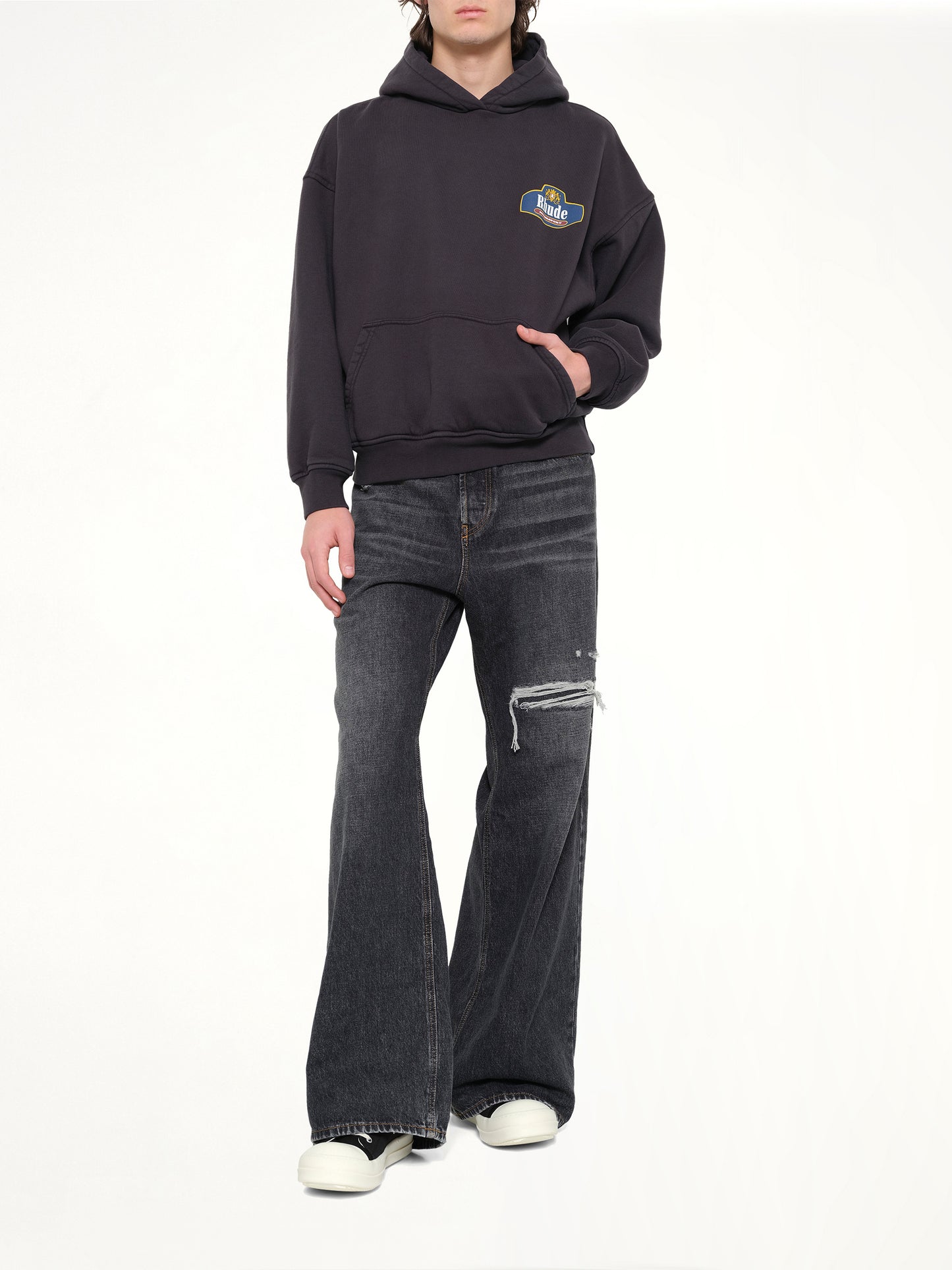 Racing Crest Hoodie in Vintage Black