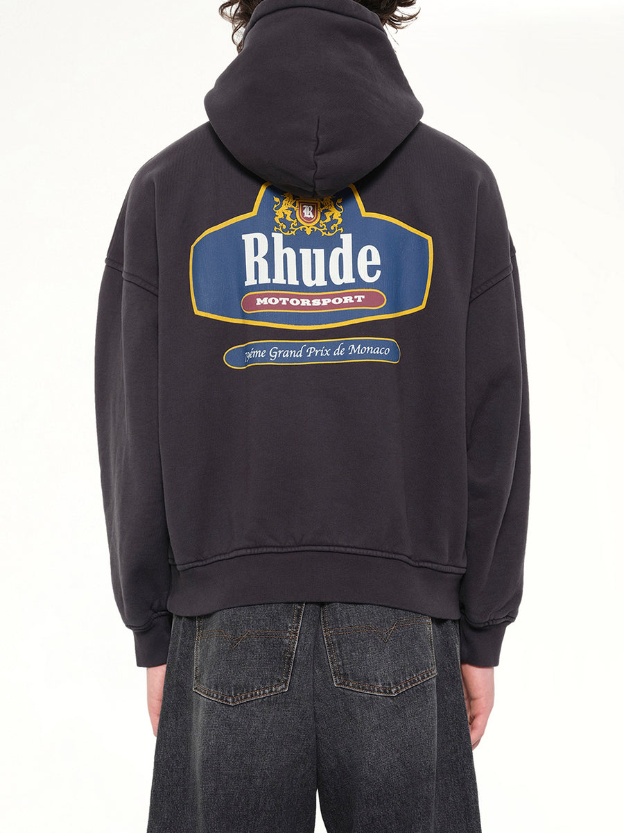 Racing Crest Hoodie in Vintage Black