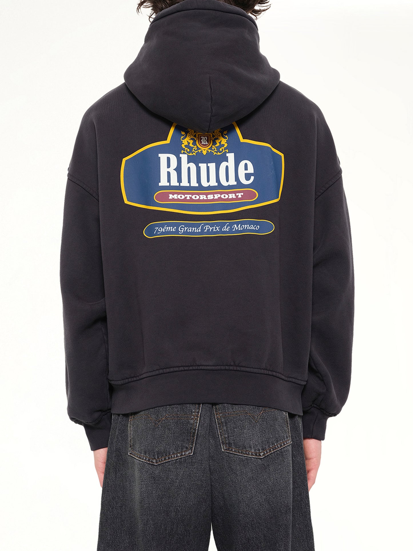 Racing Crest Zip-Up Hoodie in Vintage Black