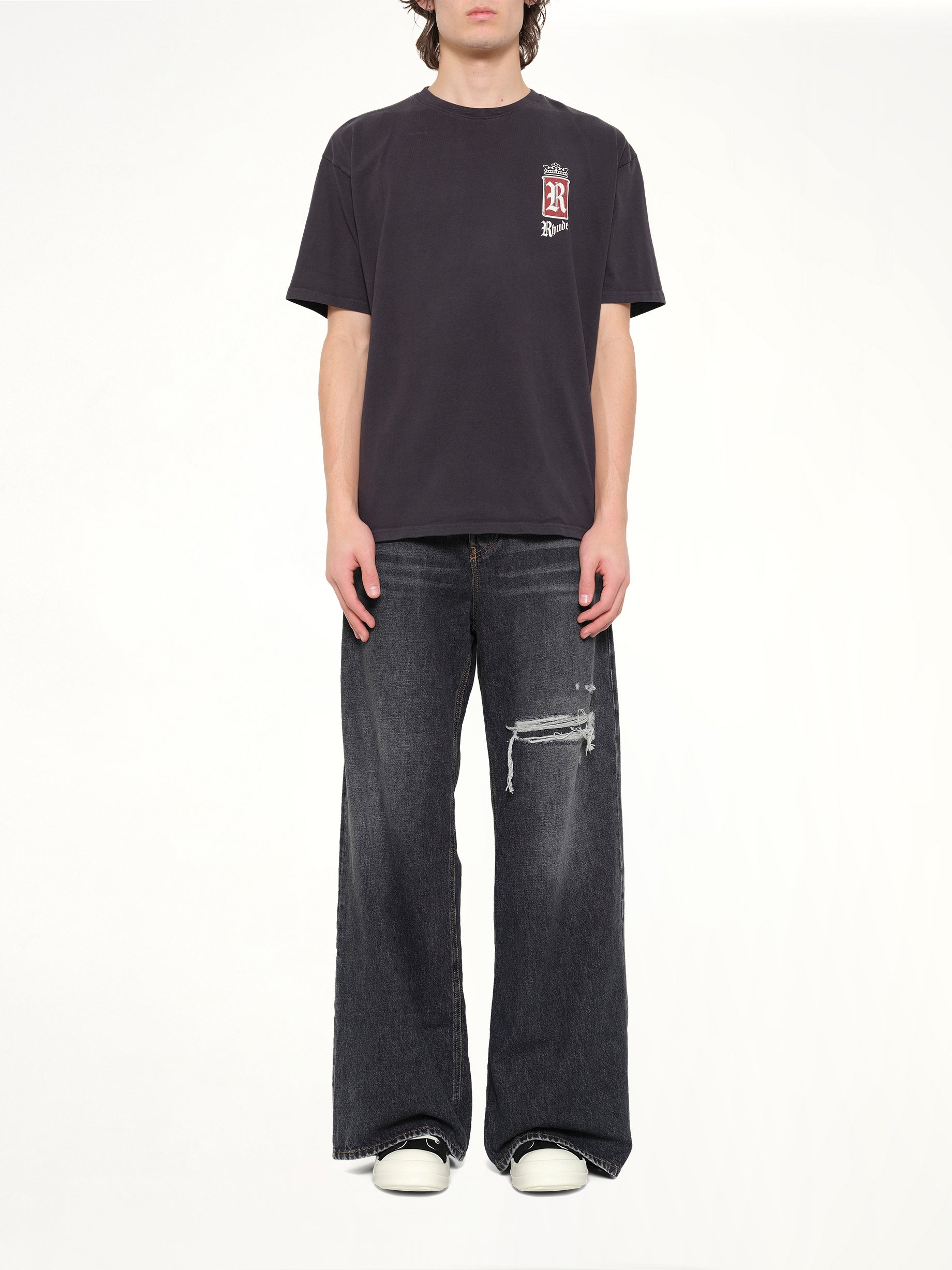 RHUDE Rhude Fumar 91 T-Shirt in Vintage Black Model View from MARAIS