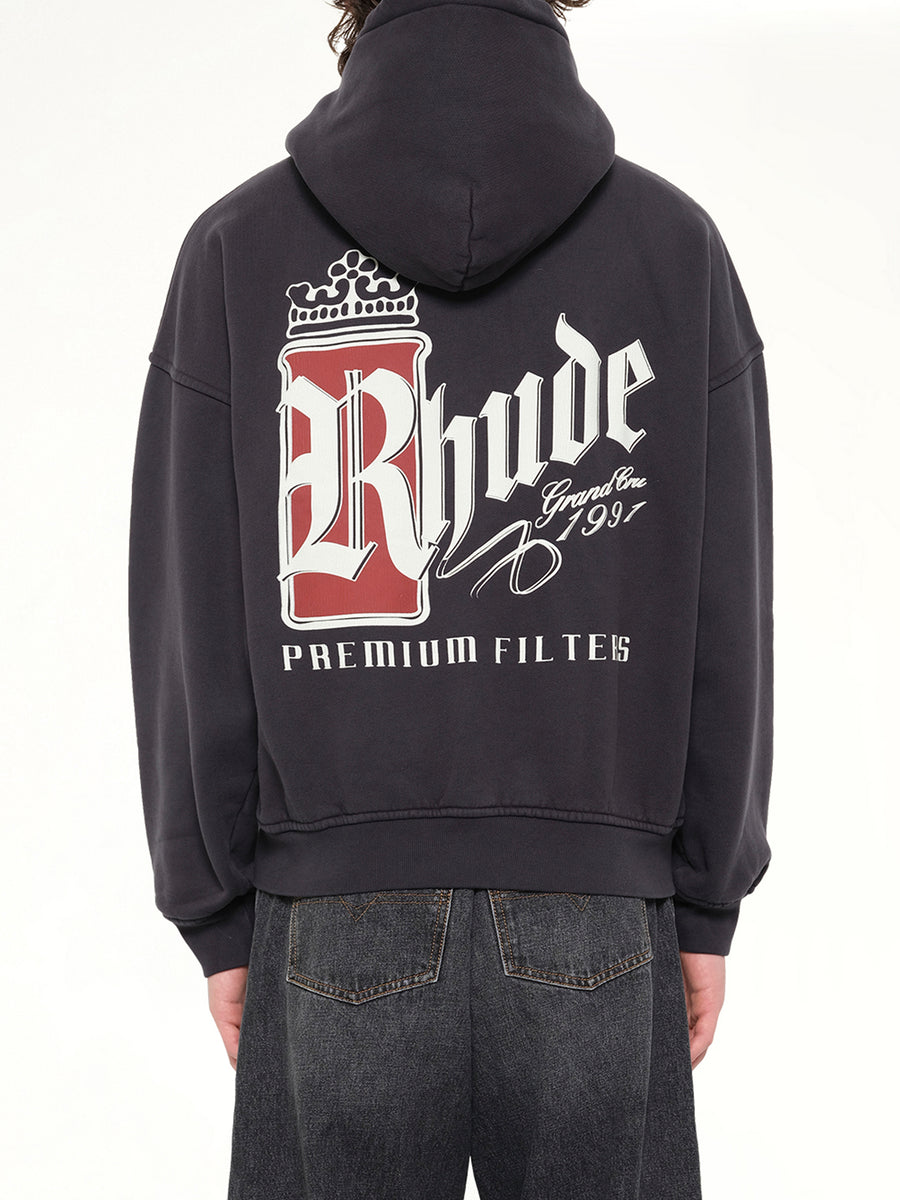Rhude Fumar 91 Zip-Up Hoodie in Vintage Black