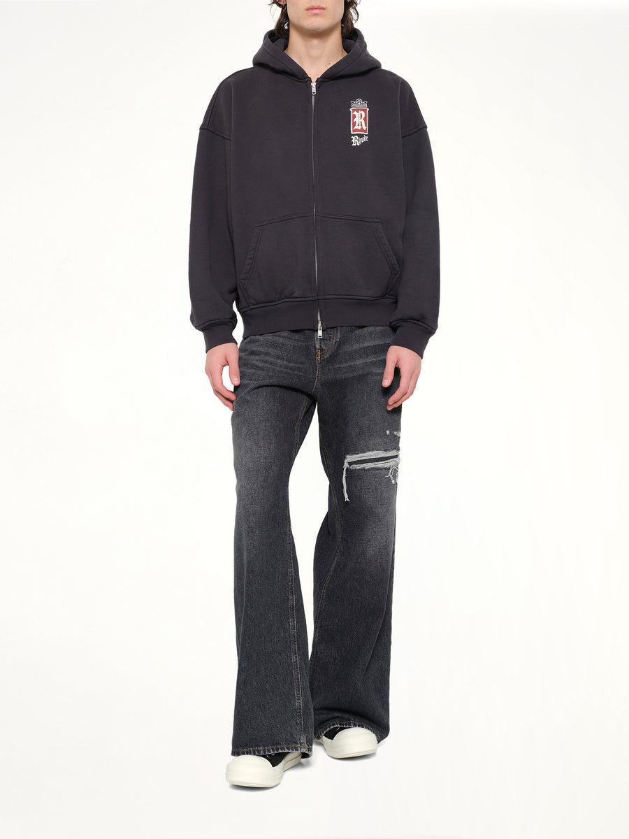 Rhude Fumar 91 Zip-Up Hoodie in Vintage Black