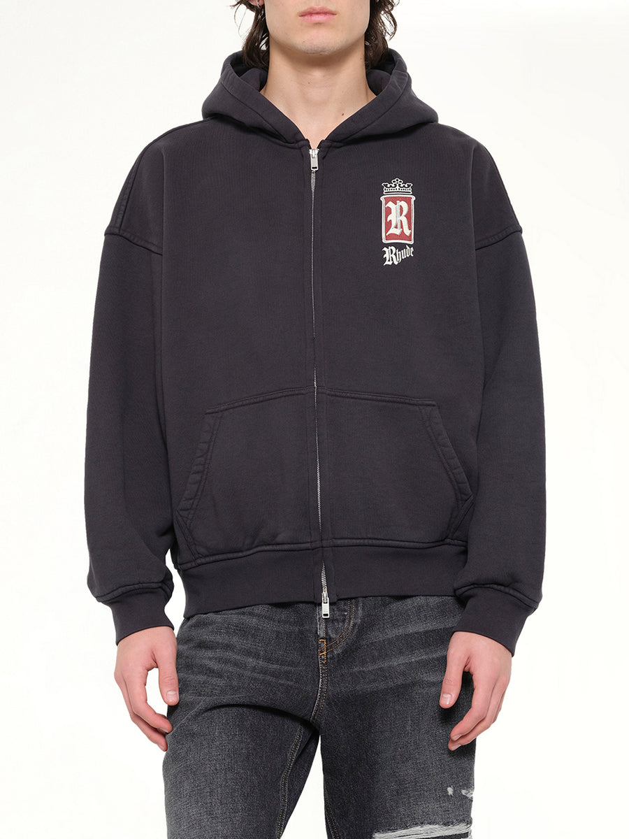 Rhude Fumar 91 Zip-Up Hoodie in Vintage Black