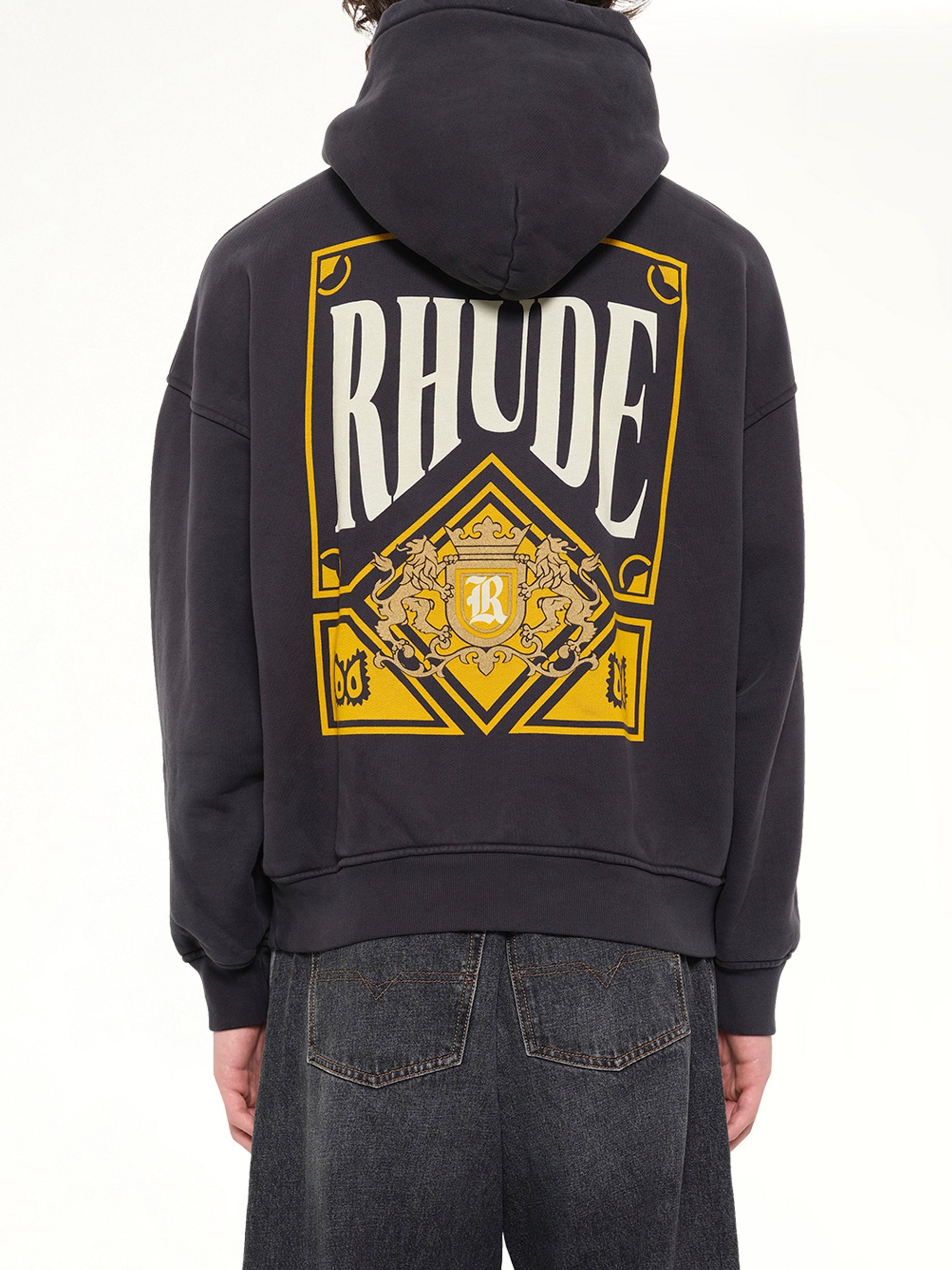 RHUDE Rhude Playing Card Hoodie in Vintage Black Back View from MARAIS