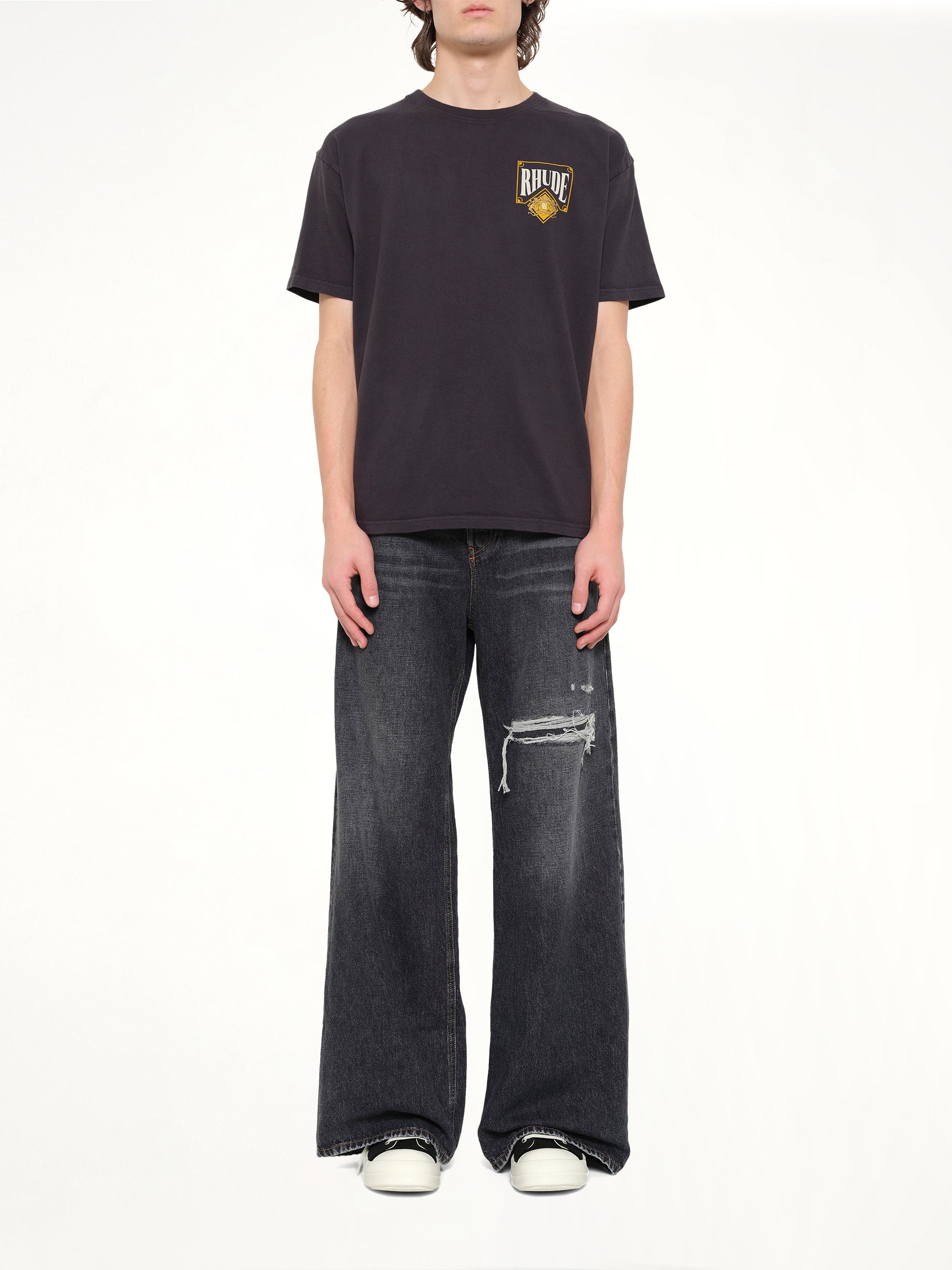 RHUDE Rhude Playing Card T-Shirt in Vintage Black Model View from MARAIS