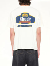 ヴィンテージホワイトのRhude Racing Crest Tシャツ