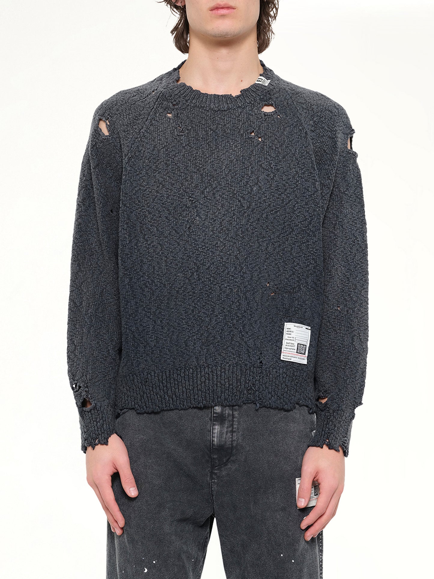 Sun Faded Knit Pullover in Black