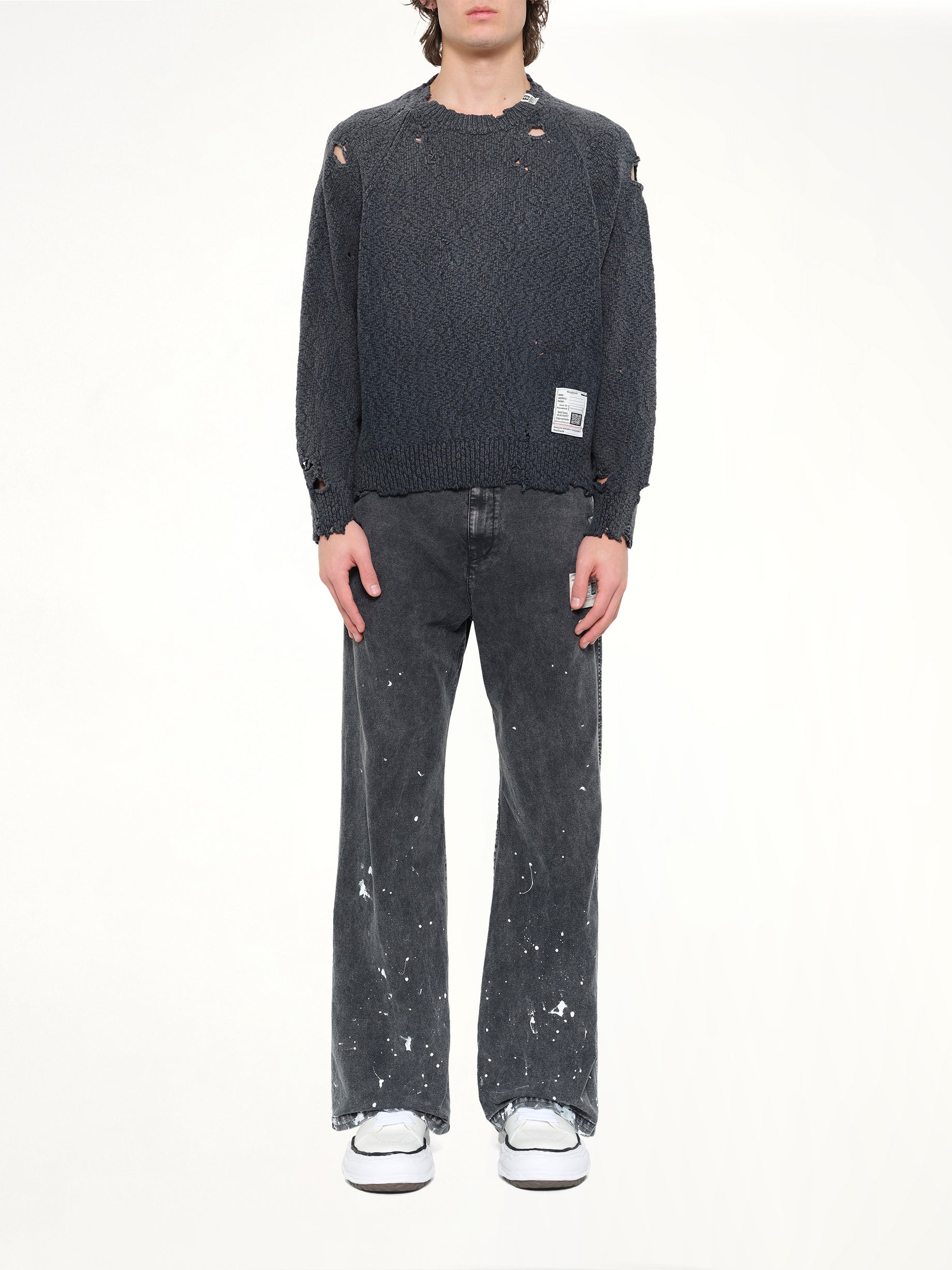 MAISON MIHARA YASUHIRO Sun Faded Knit Pullover in Black Model View from MARAIS
