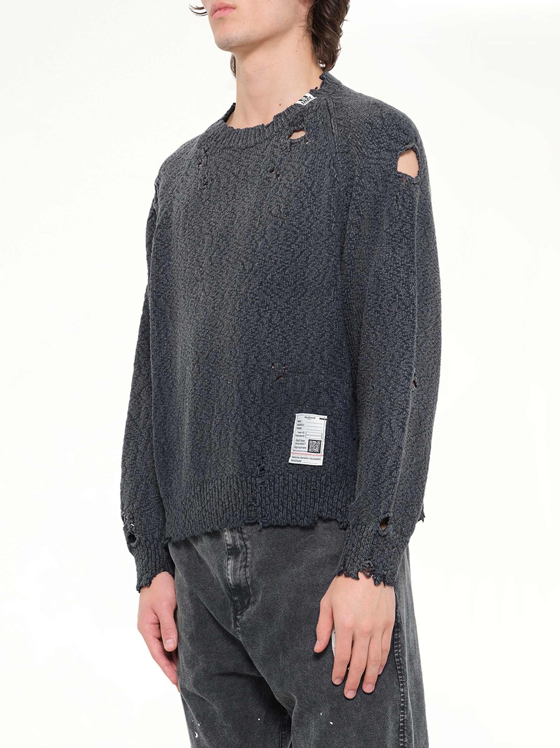 MAISON MIHARA YASUHIRO Sun Faded Knit Pullover in Black Side View from MARAIS